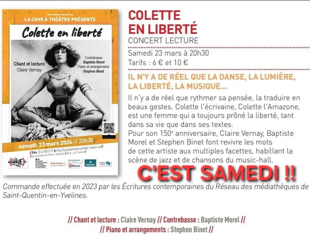 groupe de musique, spectacle sur colette, concerts publics et privés